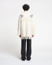 Womens | Dillian Embroidered Textured-Linen Cardigan | Natural/Black