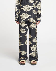 Womens | Brenda Printed Crepe Pants | Cloud Black/Creme