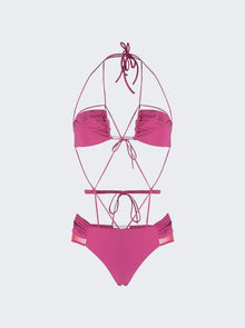 Women | Nensi Dojaka | Gathered Bra Swimsuit With Ruched Belt | Peonia Pink