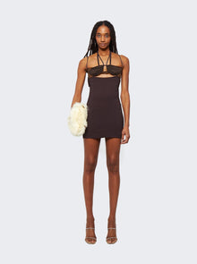 Women | Nensi Dojaka | Draped Double Bra Mini Dress | Chocolate Brown