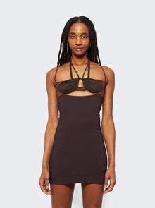 Women | Nensi Dojaka | Draped Double Bra Mini Dress | Chocolate Brown