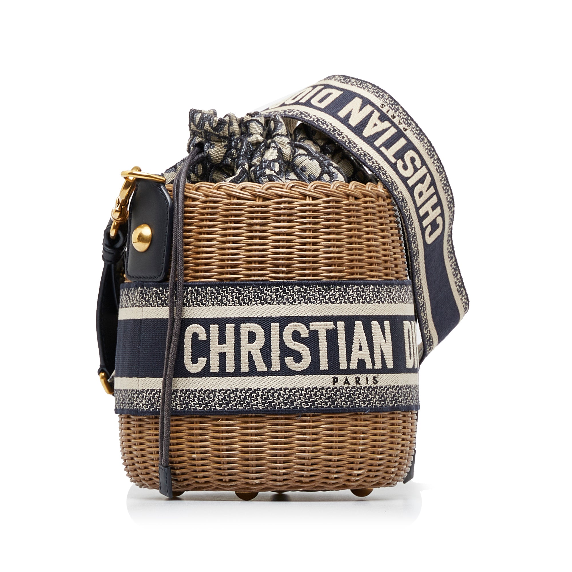 Dior | Pre-Owned Oblique Wicker Bucket Bag | Brown