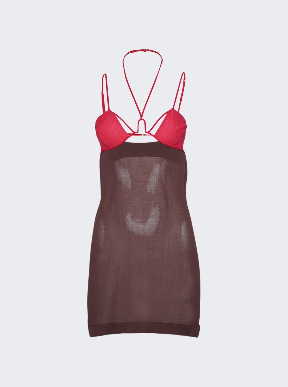Women | Nensi Dojaka | U Wire Bra Mini Dress | Bitter Chocolate & Hot Pink