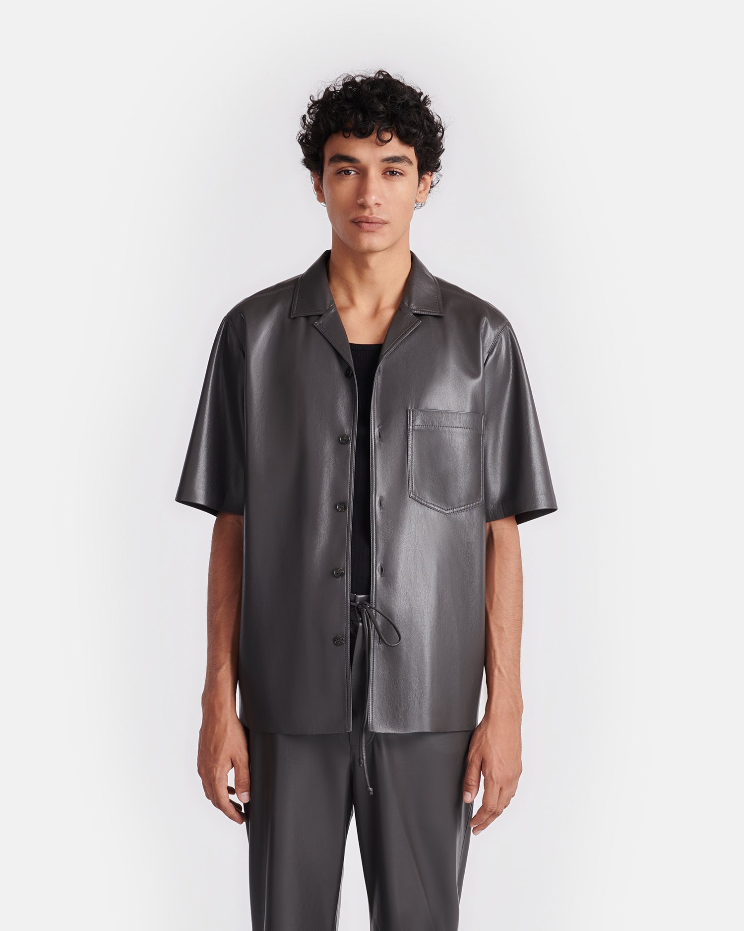 Bodil Okobor Alt-Leather Shirt | Midnight Green