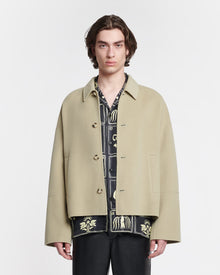 Marcin Double Wool And Silk Blend Jacket | Pale Olive