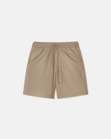 Mens | Doxxi Okobor Alt-Leather Shorts | Ashy Taupe