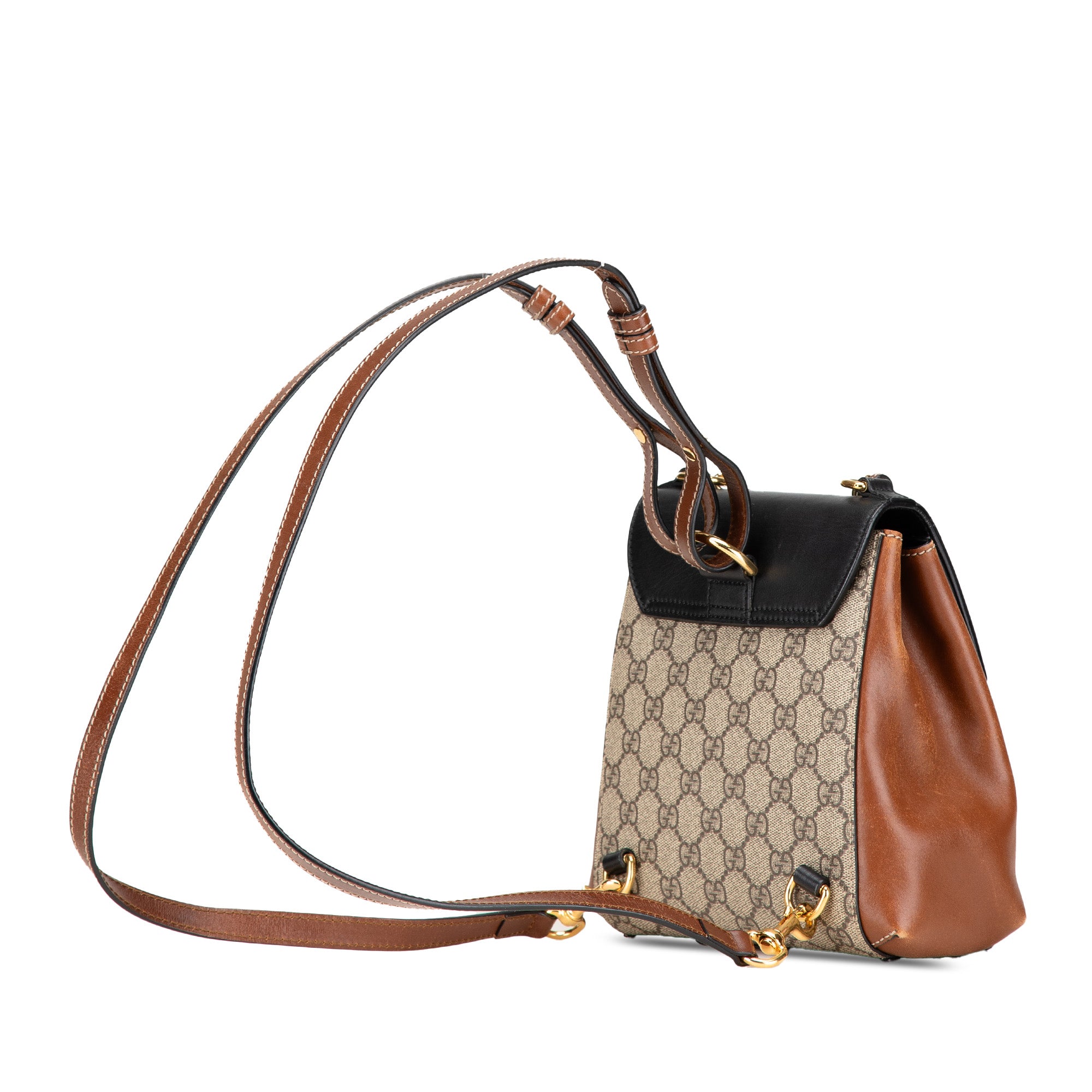 Gucci | Pre-Owned GG Supreme Padlock Backpack | Brown/Beige/BlackBlack