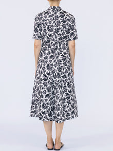 Noor Short Sleeve Shirtdress | Black/White