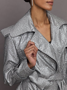 Norma Kamali | Double Breasted Trench Mini | Silver