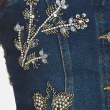 OW Collection NOVA Embellished Denim Top Top 205 - Dark Wash Denim