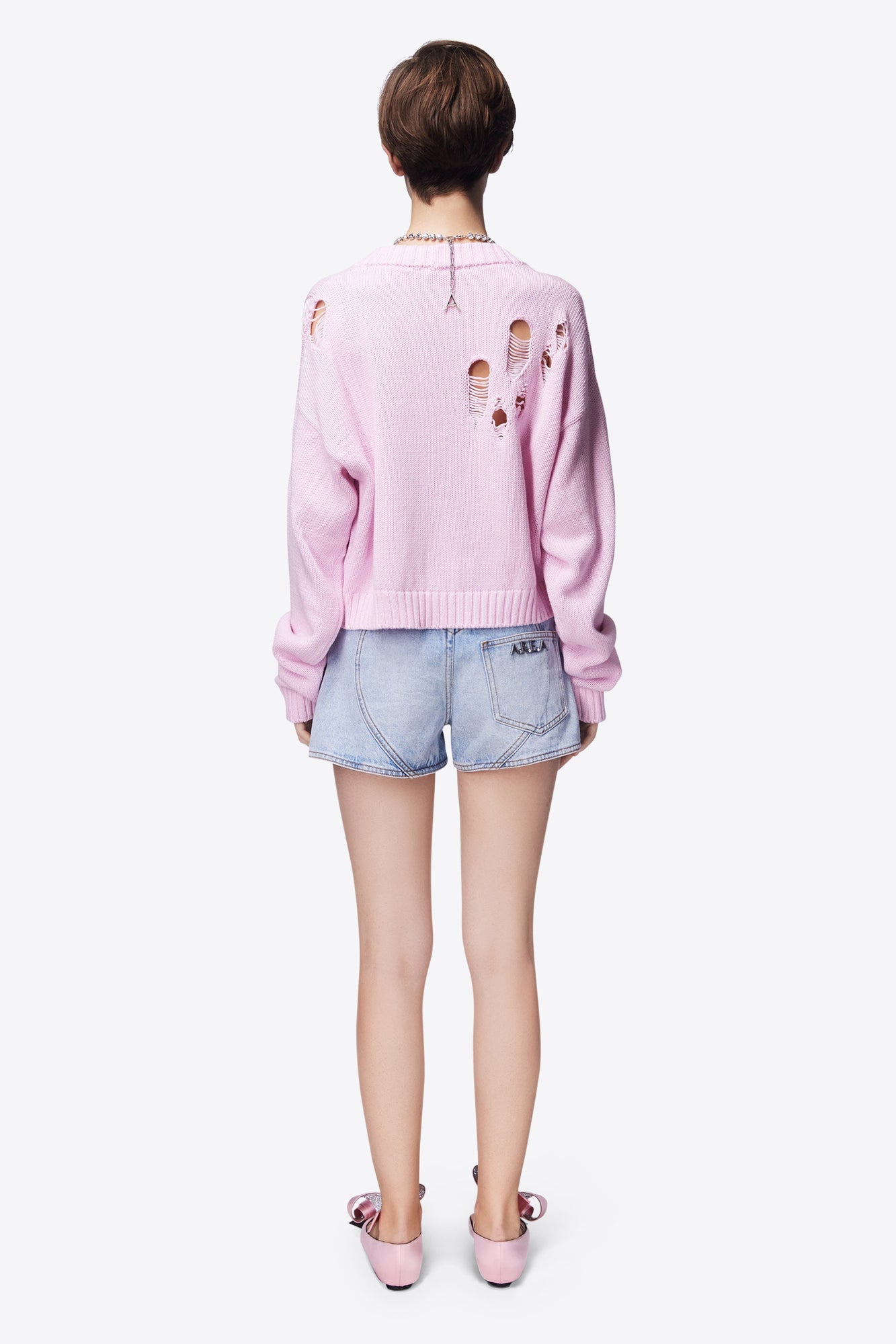 Flower Slit Short | Super Light Wash