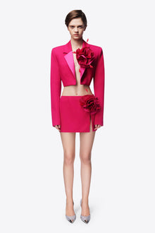 Flower Slit Mini Skirt | Raspberry