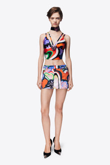 Heart Printed Denim Mini Skirt | Multi