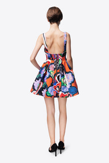 Heart Printed Godet Mini Dress | Multi