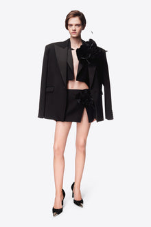 Flower Slit Mini Skirt | Black