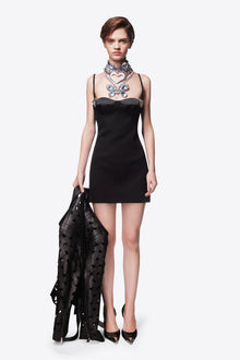 Crystal Heart Mini Dress | Black