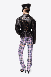 Back Slit Checked Trouser | Pink Multi