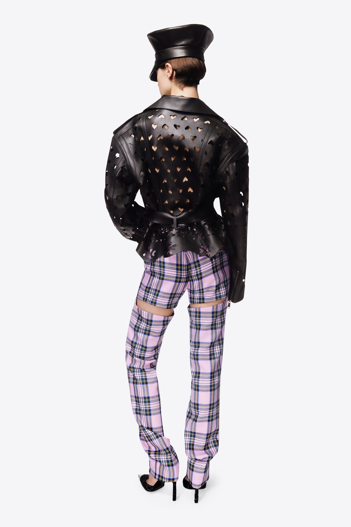 Back Slit Checked Trouser | Pink Multi