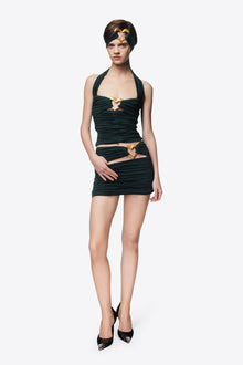 Heart Ruched Mini Skirt | Green