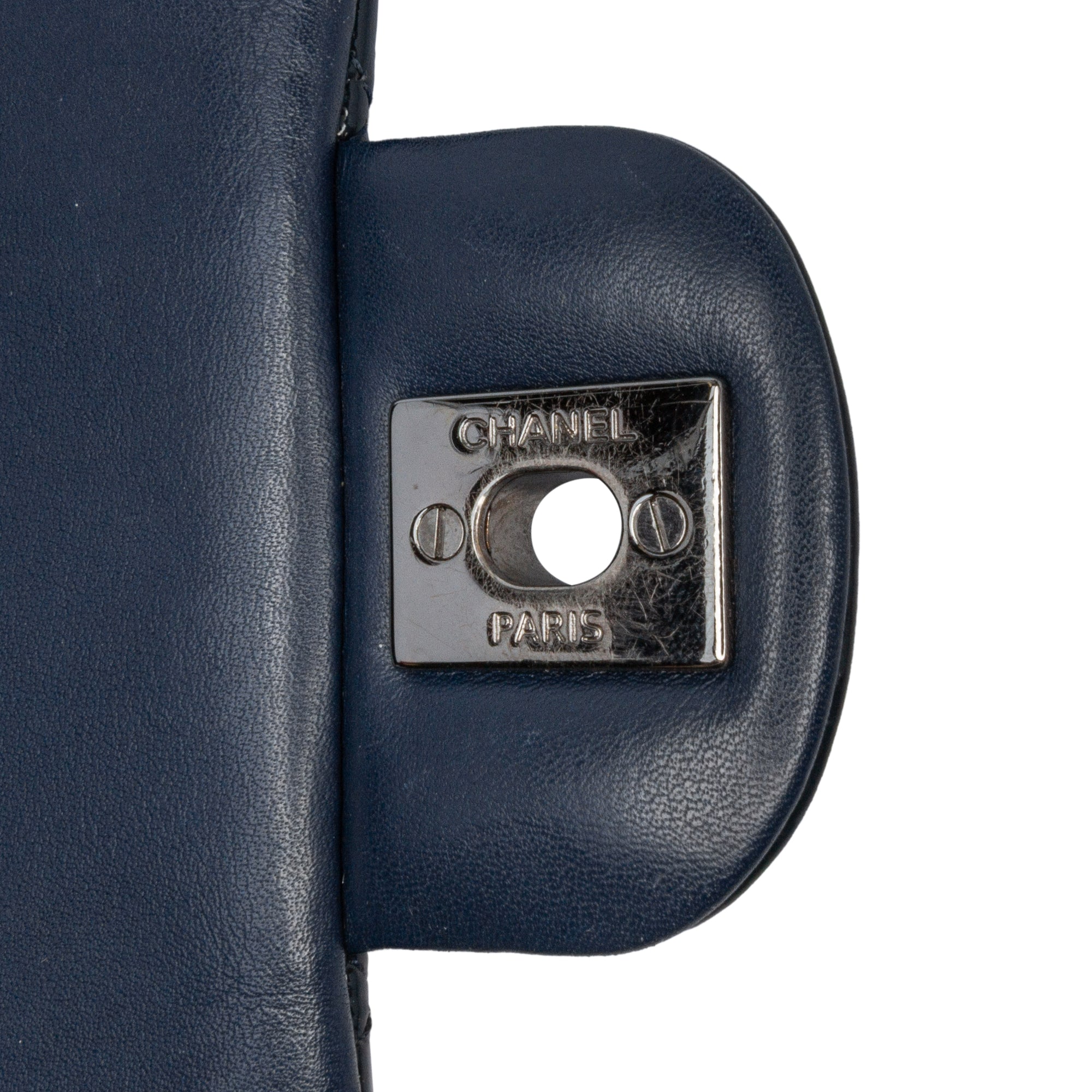 Chanel | Pre-Owned Mini Square Classic Patent Single Flap | Blue/Navy