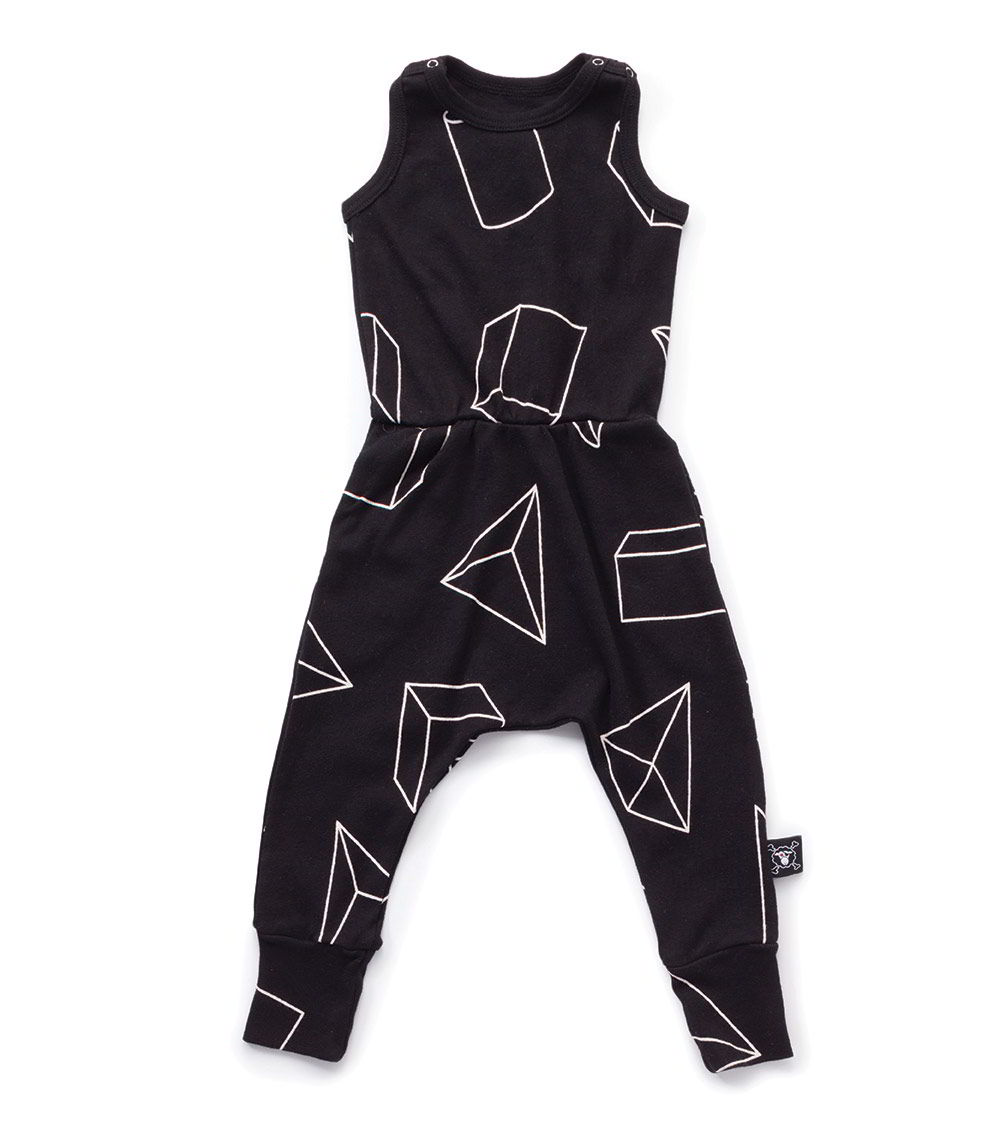 Kid | Geometric Romper | Black