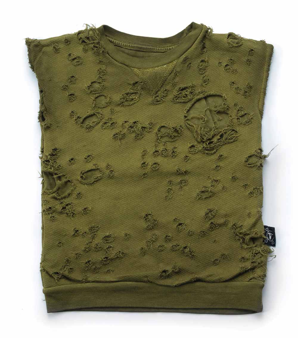 Kid | Torn Sleeveless Shirt | Rusty Green