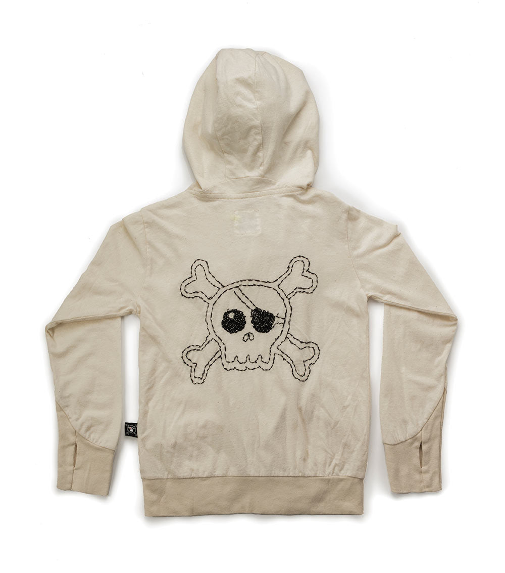 Kid | Embroidered Skull Hoodie | Natural