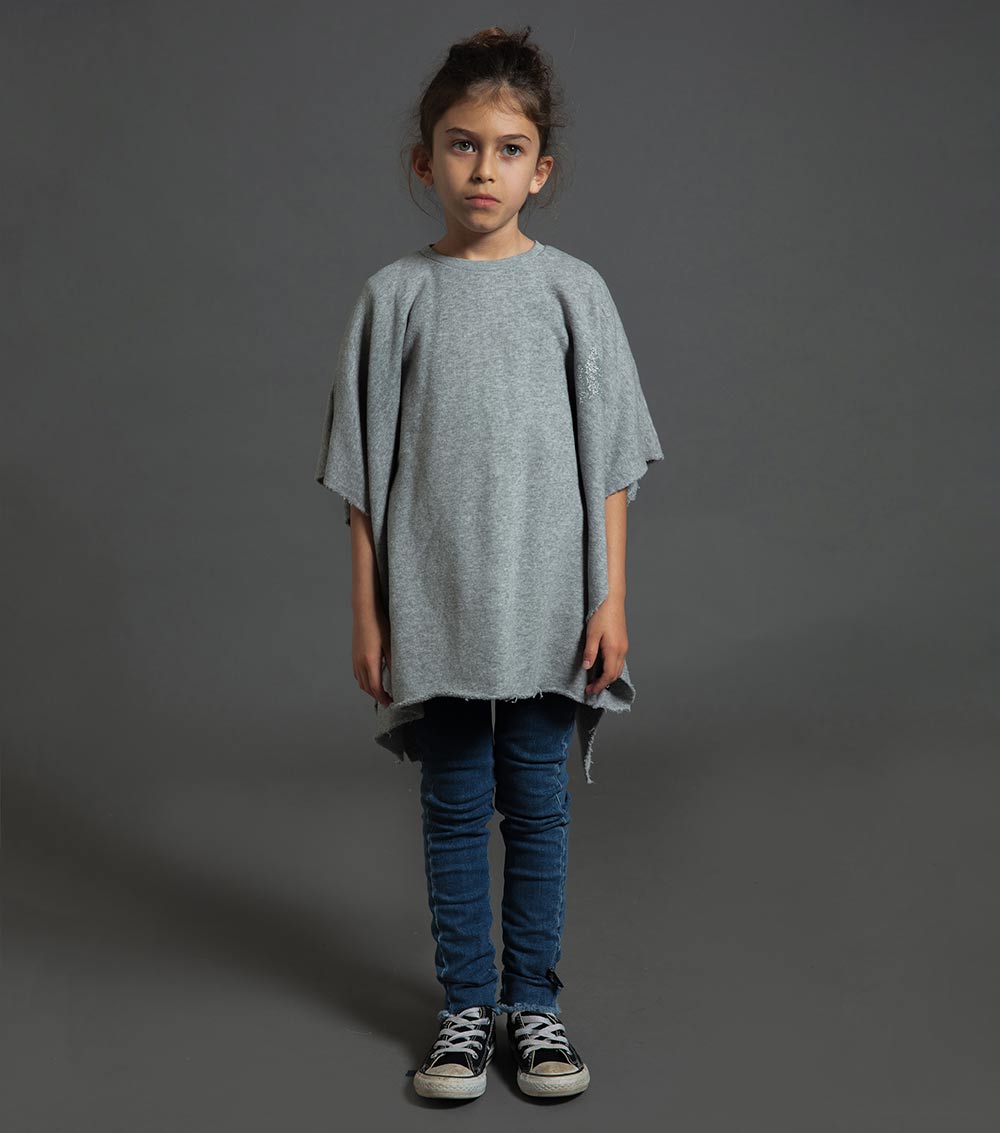 Kid | Silver Star Poncho | Heather Grey