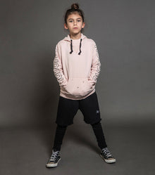 Kid | Fluffy Torn Hoodie | Powder Pink