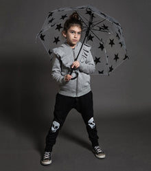 Kid | Ruffled Zip Hoodie | Heather Grey