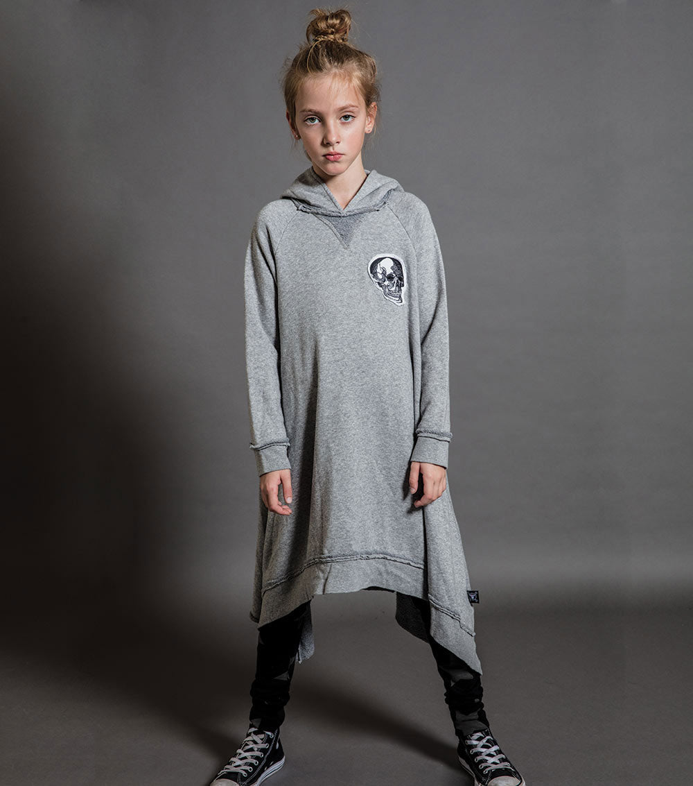 Kid | Hooded Poncho | Heather Grey