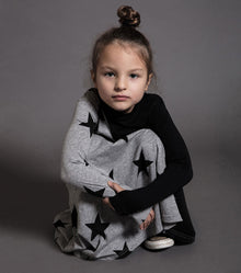 Kid | Half & Half Star 360 Dress | Black x Heather Grey
