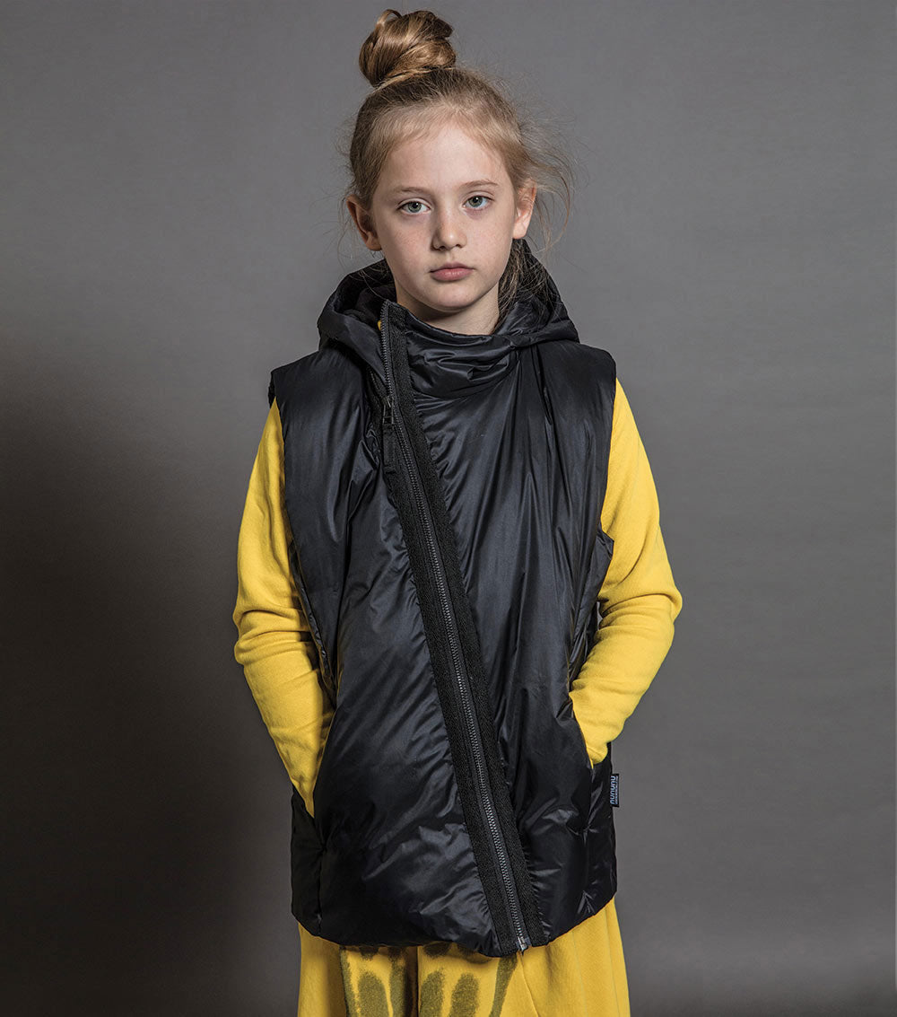 Kid | Hooded Down Vest | Black