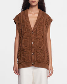 Unisex | Terence Cable-Knit Cotton-Blend Vest | Brown