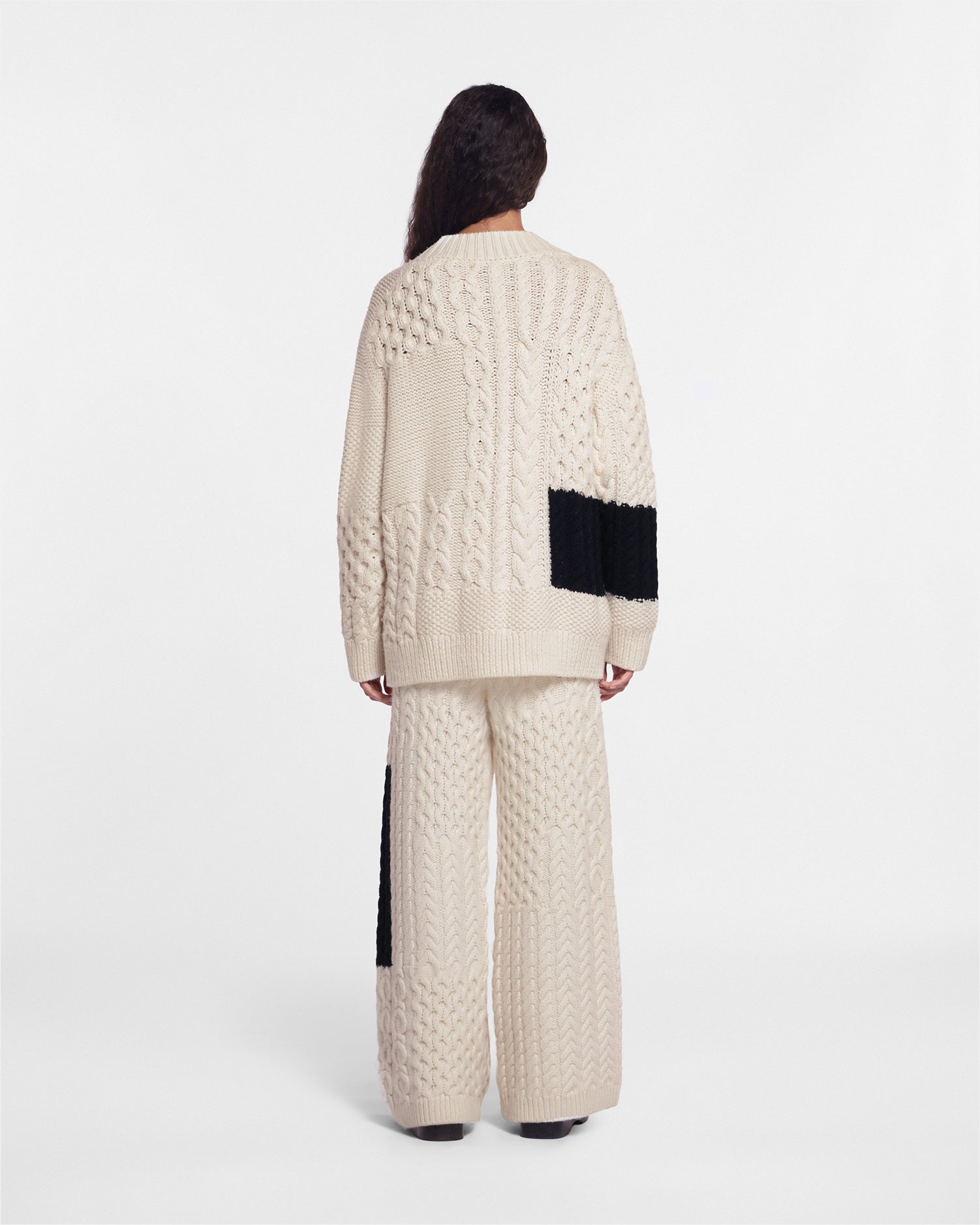 Unisex | Leandra Cable-Knit Pants | Cream Black