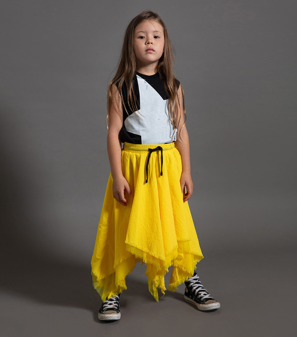 Kid | Multi Layered Skirt | Lava Yellow
