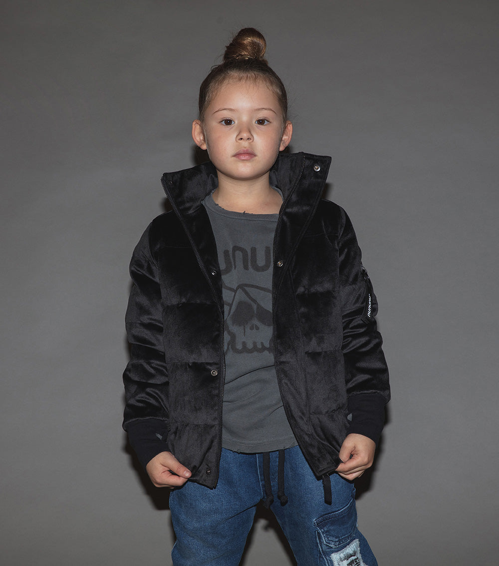 Kid | Velvety Down Jacket | Black