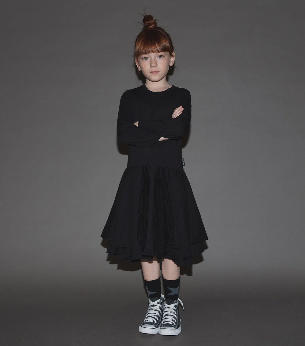 Kid | Falling Star Layered Dress | Black