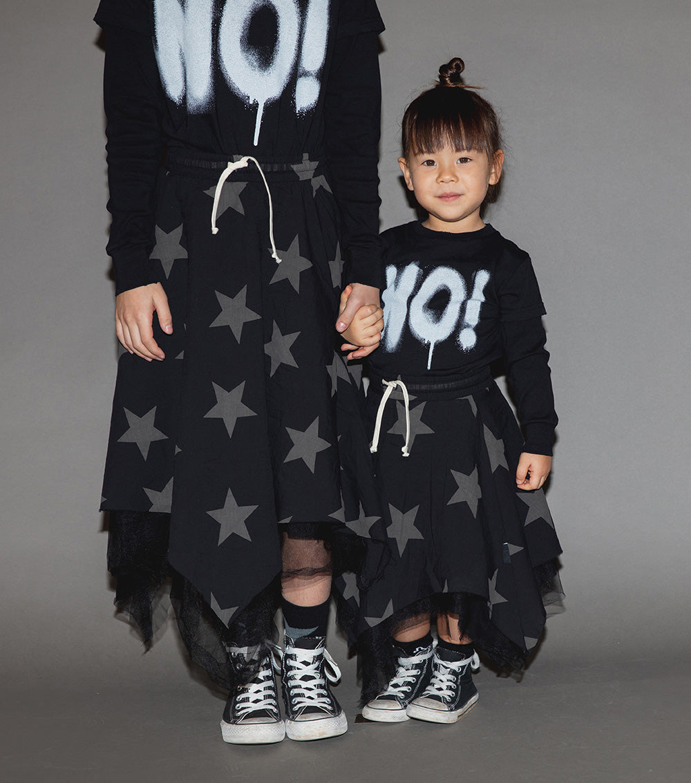 Kid | Voile Star Flowy Skirt | Black