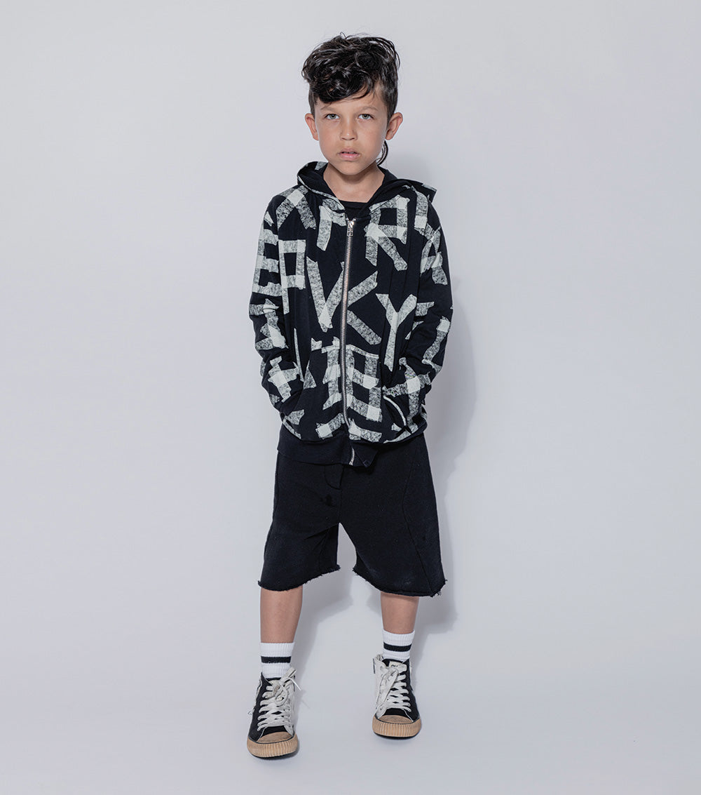 Kid | Masking Tape Light Zip Hoodie | Powder Pink