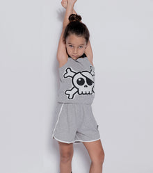 Kid | Skull Patch Tank Overall | Black