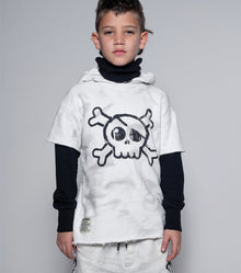 Kid | Skull Twofer Ninja Hoodie | Dirty White