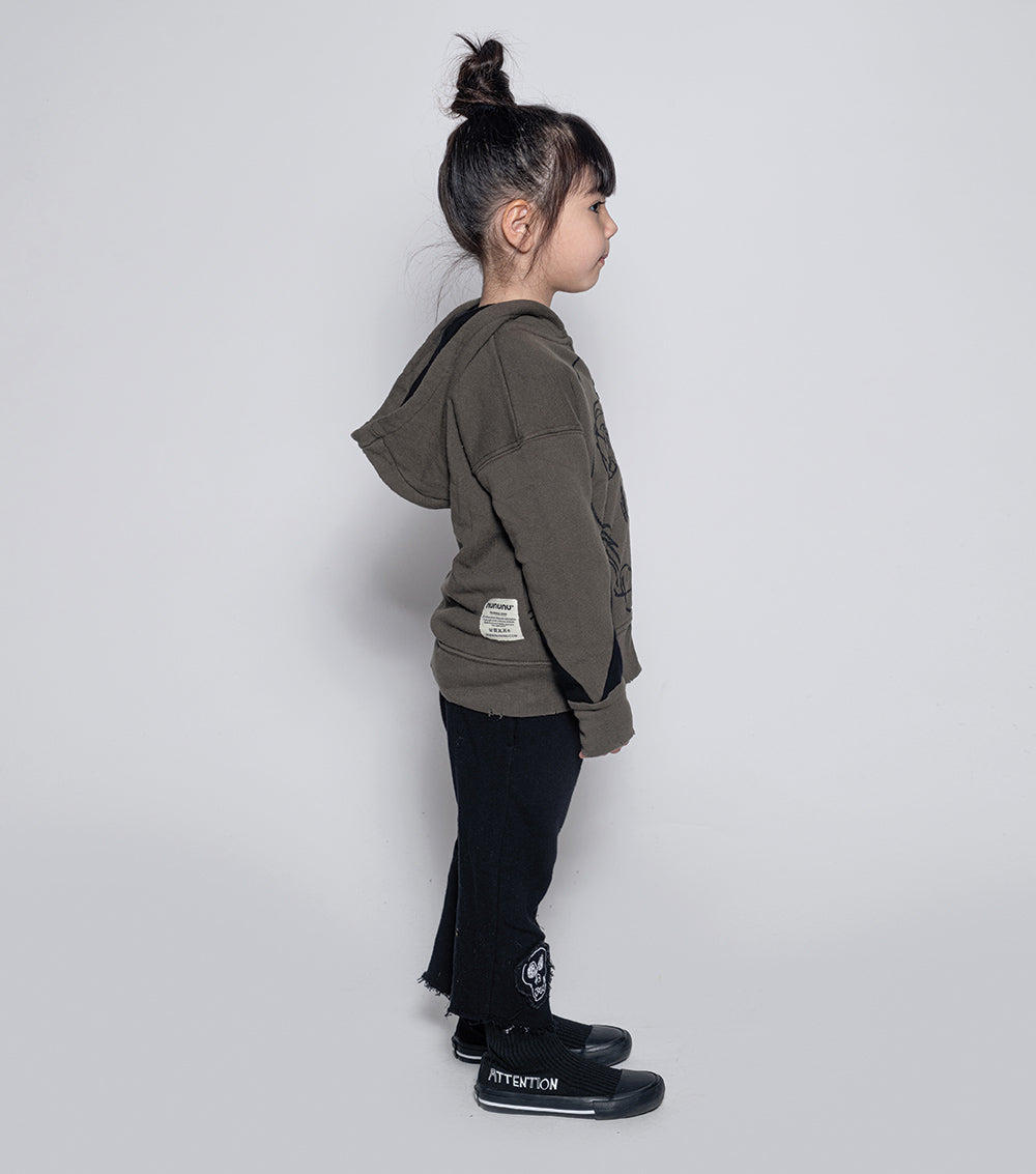 Kid | Dazed Skull Zip Hoodie | Olive