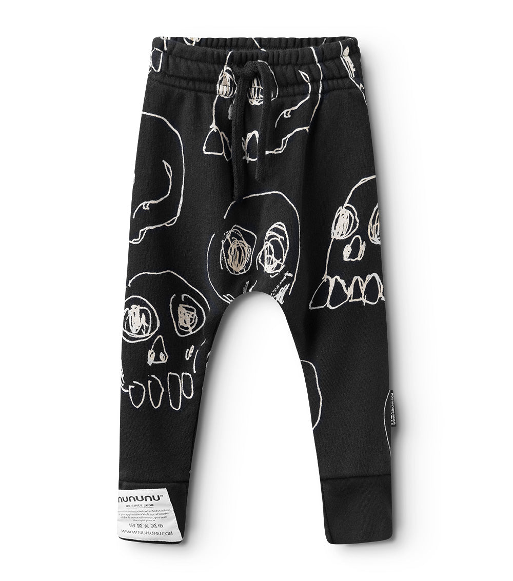 Kid | Scribbled Skulls Baggy Pants | Black
