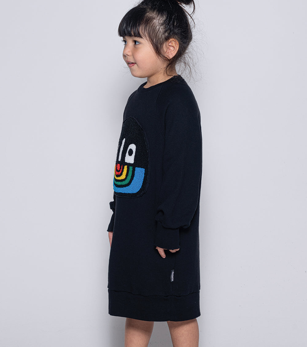 Kid | Fuzzy Rainbow Smile A Dress | Dusty Heather Grey