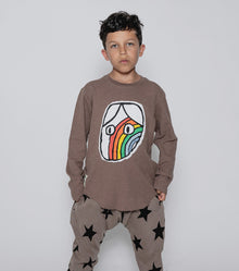 Kid | Rainbow Dude Patch Shirt | Earth Brown