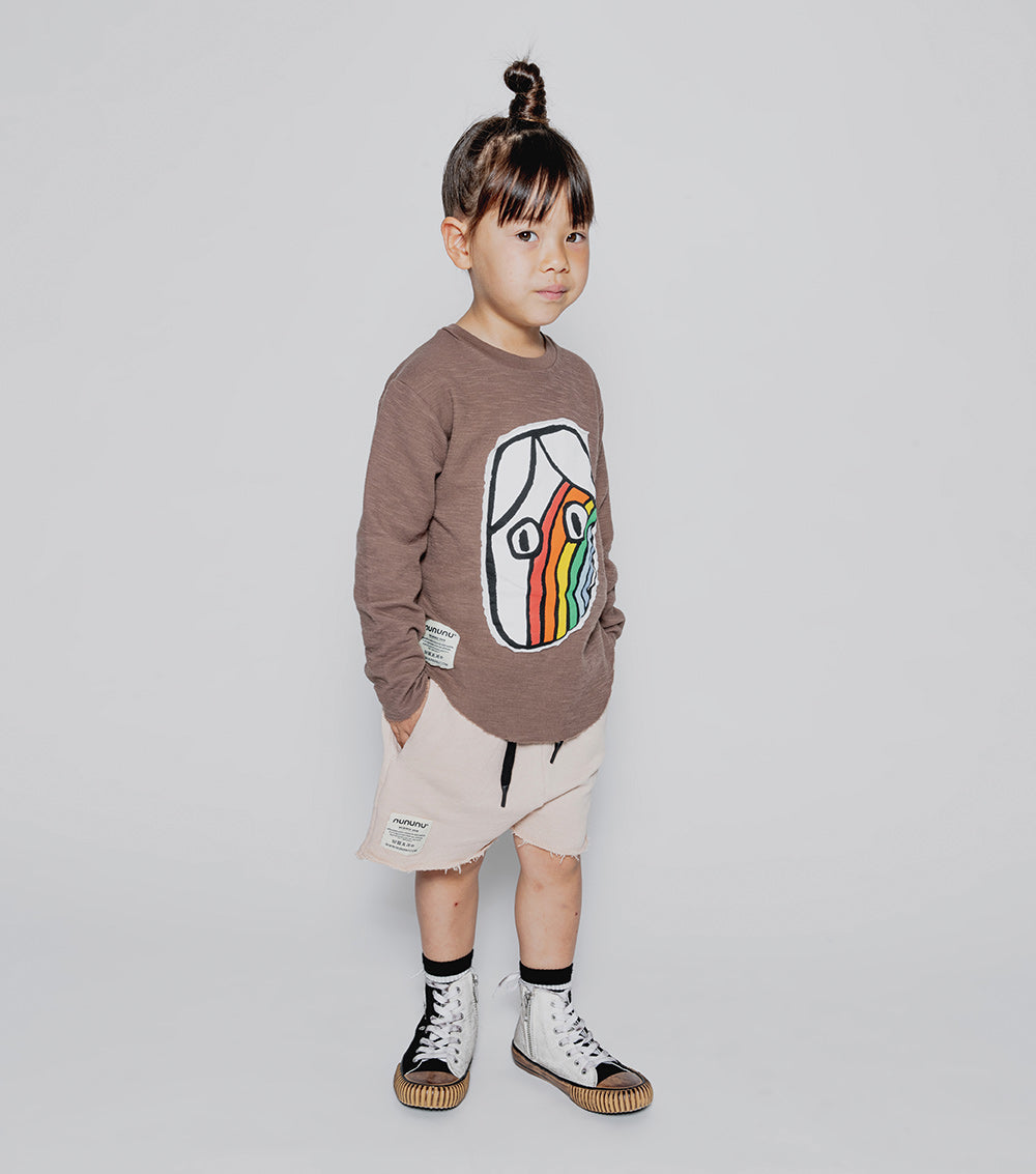 Kid | Rainbow Dude Patch Shirt | Earth Brown