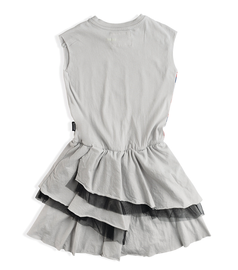 Kid | U Have Mail Layered Dress | Ice Grey