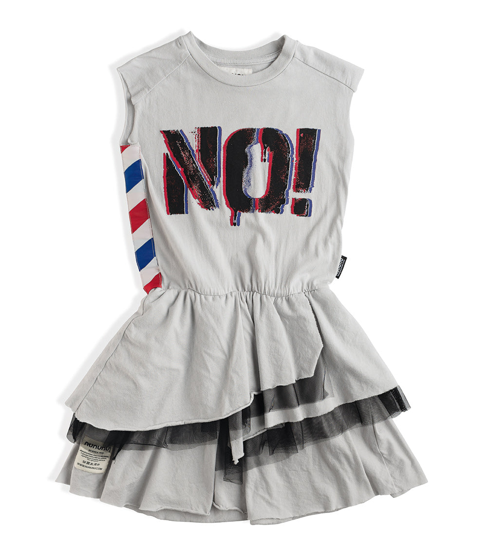 Kid | U Have Mail Layered Dress | Ice Grey