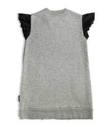 Kid | Ruffled Sleeve Sweatdress | Heather Grey